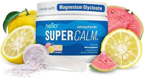 nello supercalm powdered drink mix yuzu guava l theanine ksm 66 ashwagandha magnesium glycinate vitamin d 3 supplements for relaxation focus no sugar non gmo on the go 30 srvgs